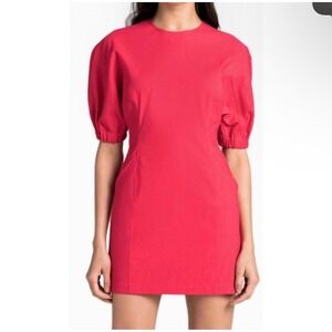 A.L.C.‎ Valenti Puff Voluminous Sleeve Mini Dress in Fluor Red - 4